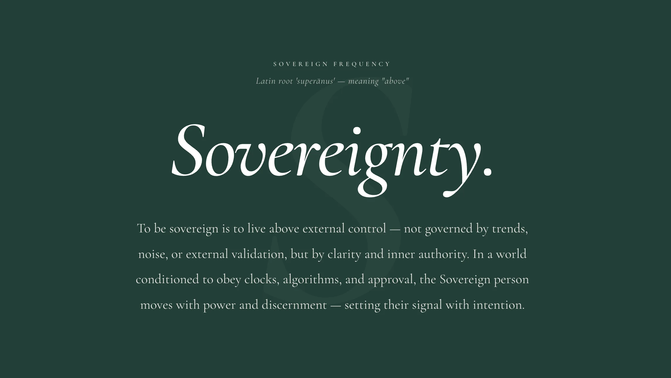 The Sovereign Frequency