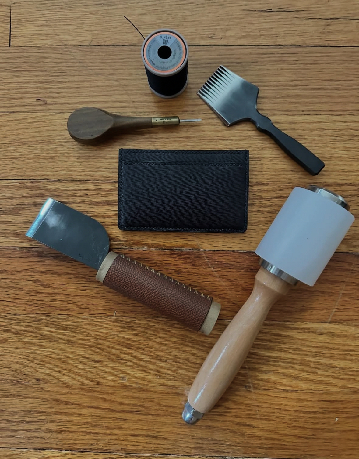 Leather tools and card holder