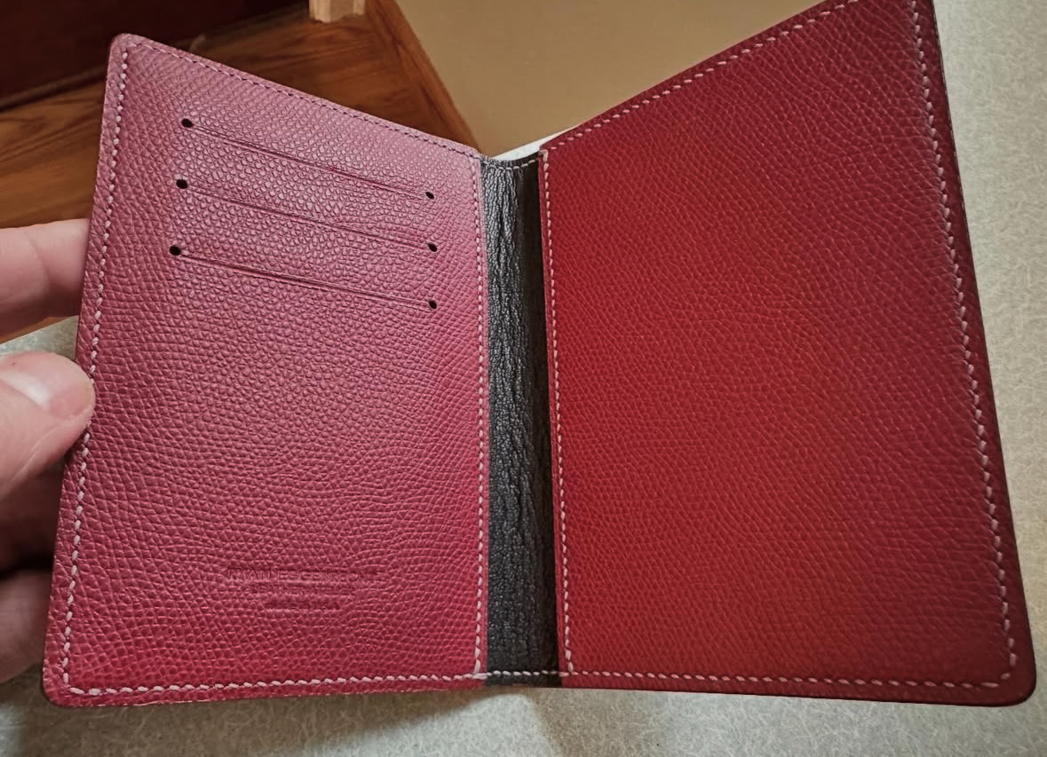 Crimson passport cover interior